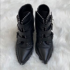 Back Studded Booties w/ Buckles (Hattie)